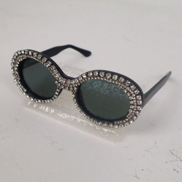 ? RARE Vtg Mercura NYC Sunglasses Black w Silver Rhinestones Dior Chanel main image 5
